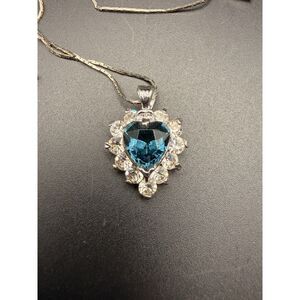 Vintage Costume Sapphire Heart /Diamond Titanic Necklace.